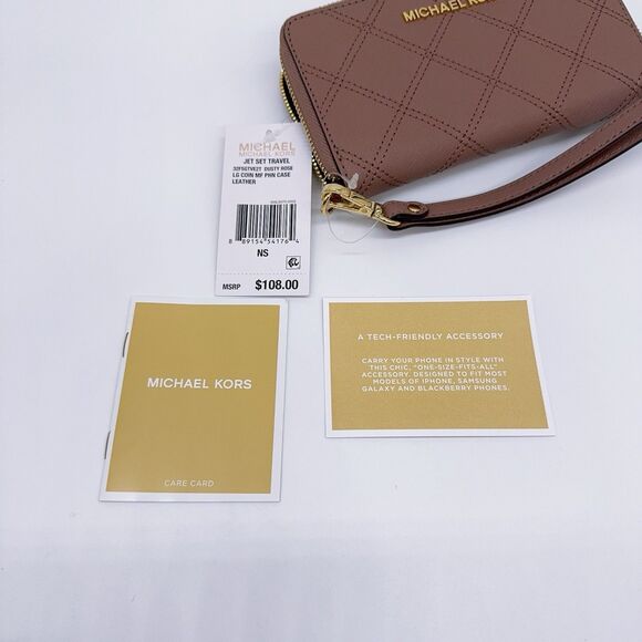 Michael Kors Jet Set Travel Large Coin Phone Case Wallet Wristlet Leather MF NWT - Picture 7 of 9
